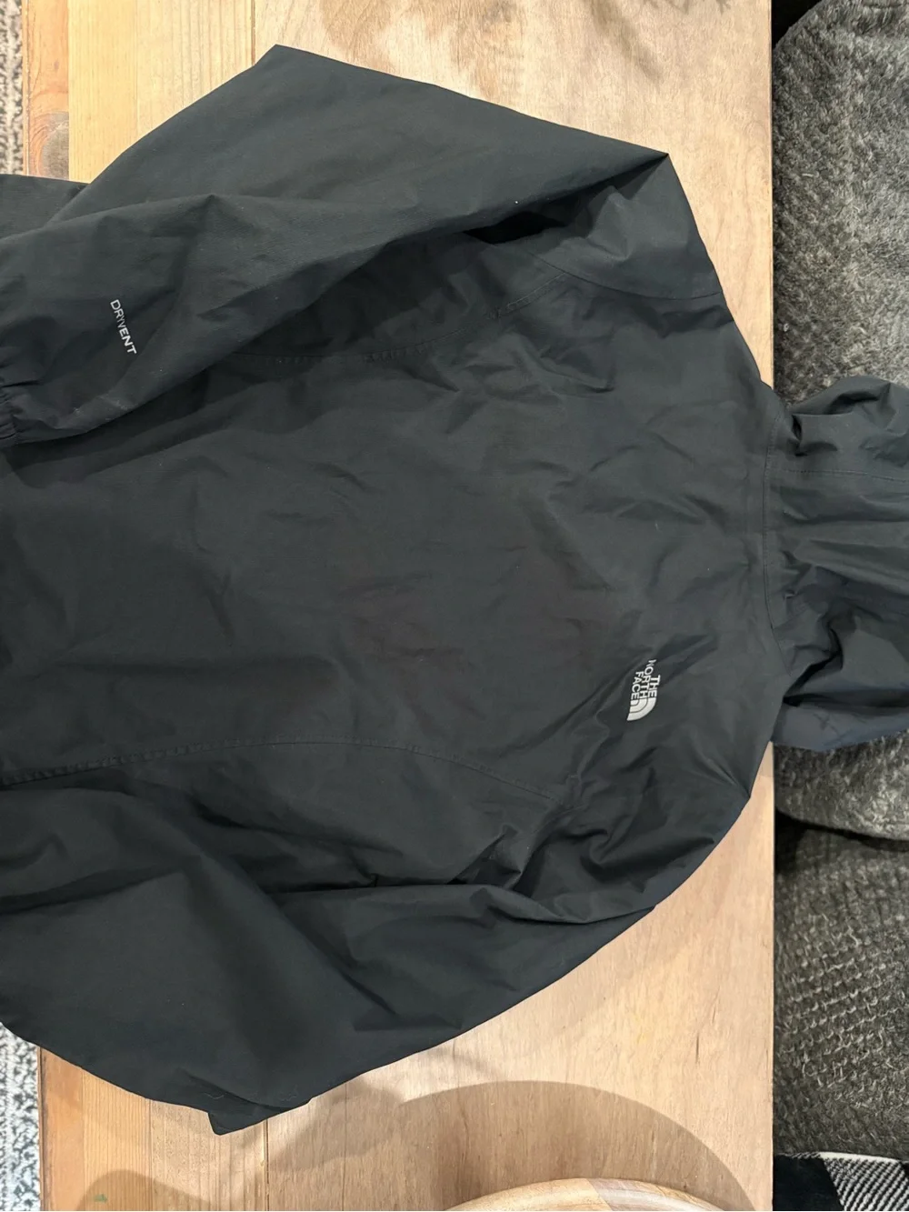 The North Face Kids Hooded Raincoat in Dark Gray with Light Gray Lining